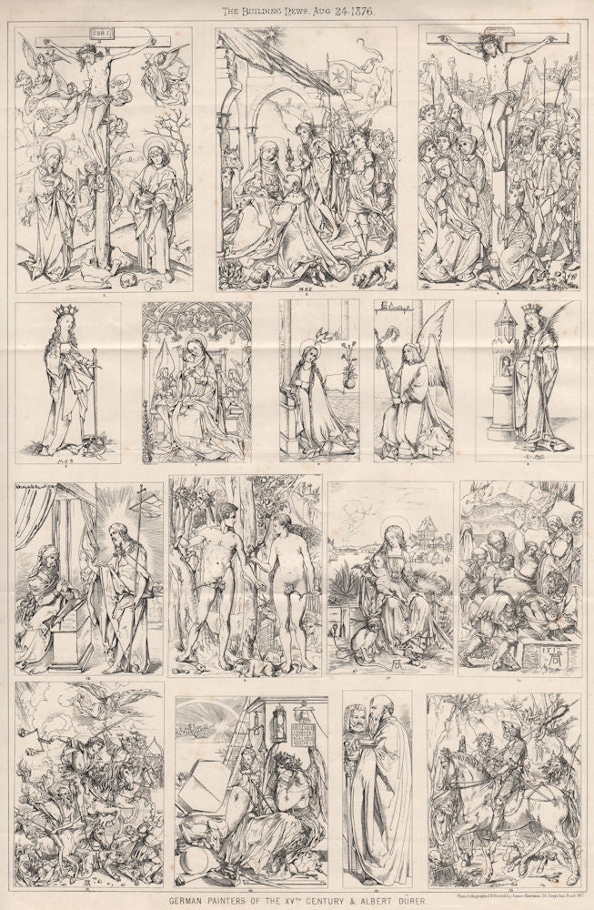 German painters of the XVth. century & Albert Durer. Germany 1876 old print